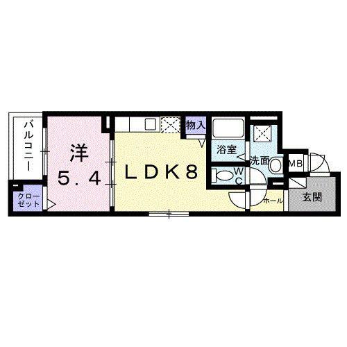 モンテリザイア紀和(1LDK/3階)の間取り写真