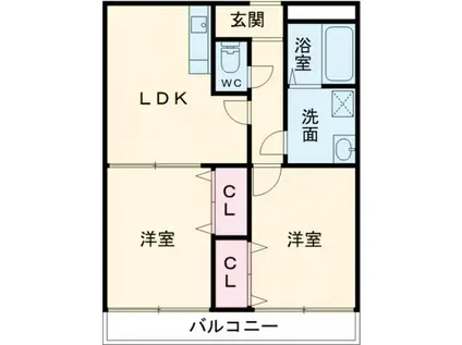 ハーベストI(2LDK/4階)の間取り写真