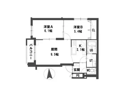 グランメール 214III(2LDK/3階)の間取り写真