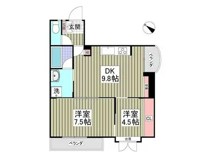 エトワール大成町(2DK/3階)の間取り写真