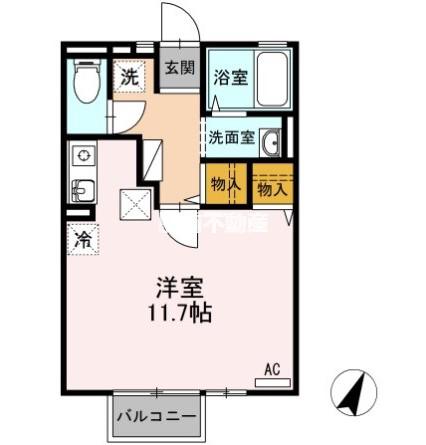 エクセル東合川(ワンルーム/1階)の間取り写真
