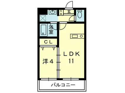 ベルデコート長嶺(1LDK/3階)の間取り写真