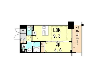 プレサンス THE神戸(1LDK/13階)の間取り写真