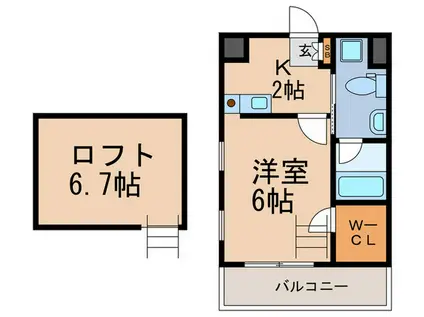 SANKO SPUNKY GARRET(1K/2階)の間取り写真