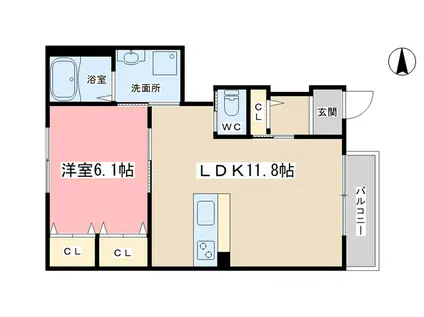LA FORET 山科(1LDK/1階)の間取り写真