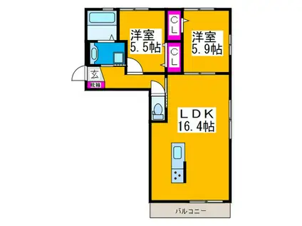 メゾン シュシュ(2LDK/2階)の間取り写真