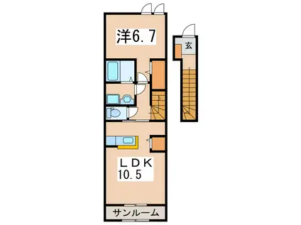 ルミエール・K-II(1LDK/2階)の間取り写真