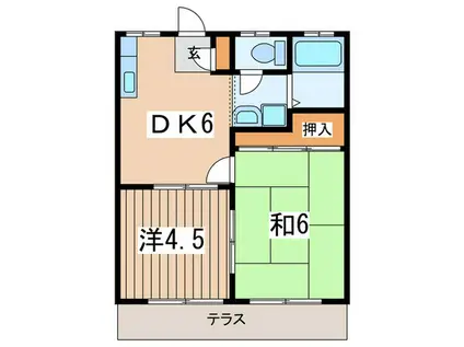 ラストハイム(2DK/1階)の間取り写真