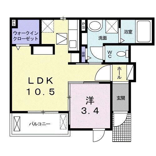 ツヴァイ中川(1LDK/1階)の間取り写真