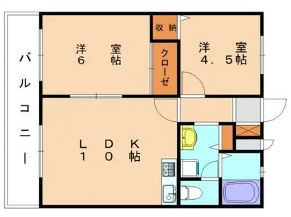 クレールHAYAMA(2LDK/1階)の間取り写真