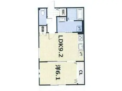 FORCE西院(1LDK/1階)の間取り写真