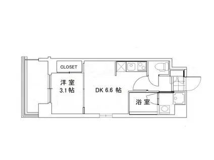 ニューガイアリルーム原通68(1DK/3階)の間取り写真