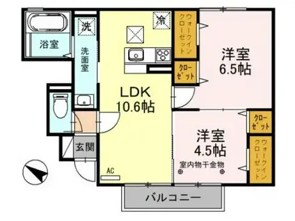 フルラージュII(2LDK/1階)の間取り写真