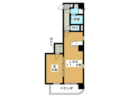 HAMA OASIS(1LDK/4階)の間取り写真