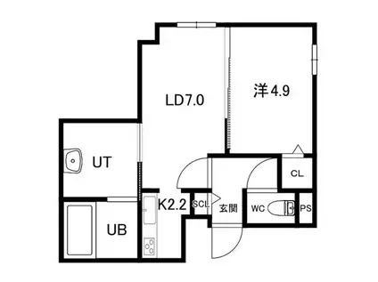 北区麻生町6丁目MS(1LDK/4階)の間取り写真