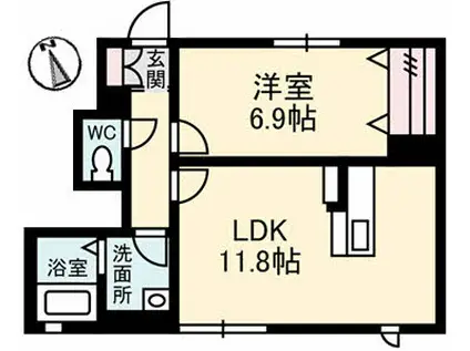ディアコート(1LDK/1階)の間取り写真