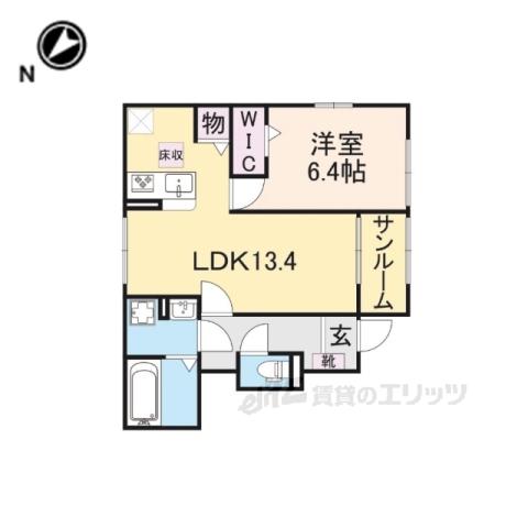 フロントパークひこねⅠ(1LDK/1階)の間取り写真