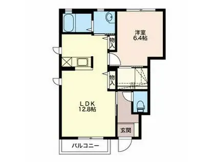 メゾン・ド・ルミエール C(1LDK/1階)の間取り写真