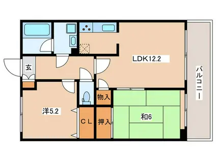 ビューテラス東新町(2LDK/1階)の間取り写真