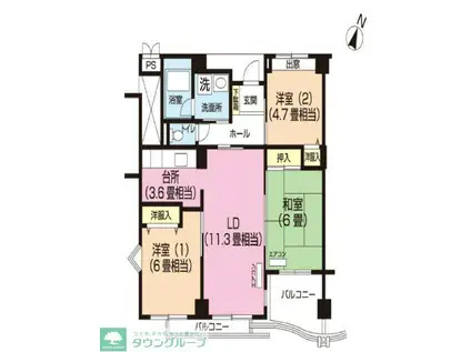 パティオス13番街(3LDK/2階)の間取り写真