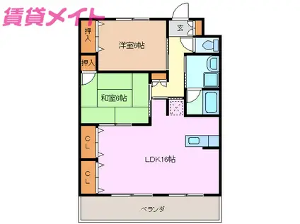 レジデンス(2LDK/3階)の間取り写真