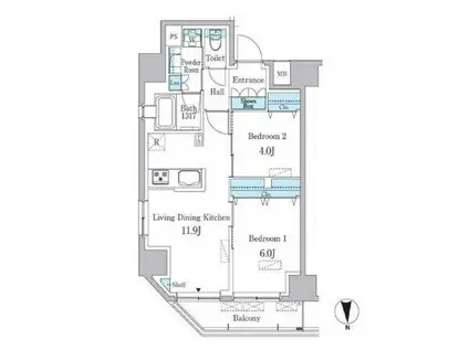 リビオメゾン両国ノース(2LDK/3階)の間取り写真