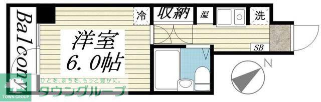 TKマンション(1K/4階)の間取り写真