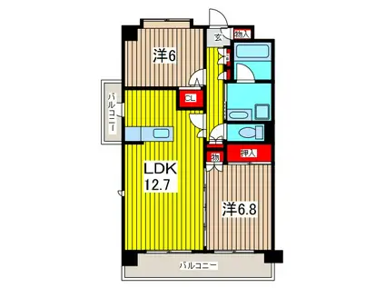 テラスコンコード(2LDK/4階)の間取り写真