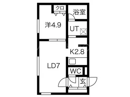 CHAMBRE宮の沢(1LDK/2階)の間取り写真