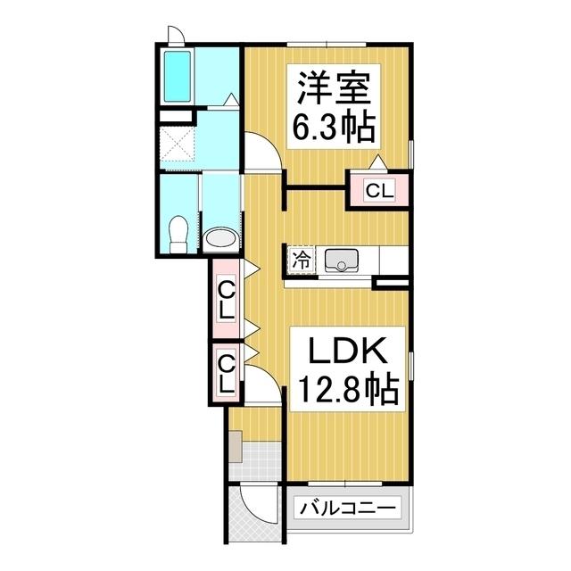 フィオーレM(1LDK/1階)の間取り写真