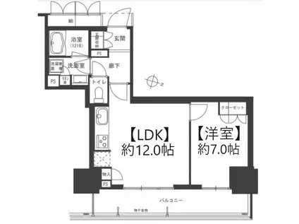 グランクロスタワー広島(1LDK/12階)の間取り写真