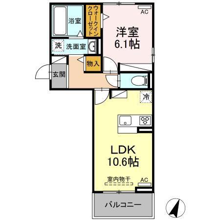 ミエル ノール(1LDK/3階)の間取り写真