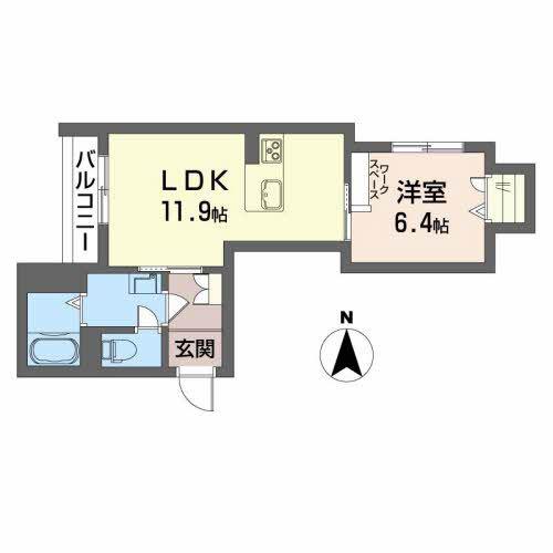 シャーメゾン北城(1LDK/2階)の間取り写真
