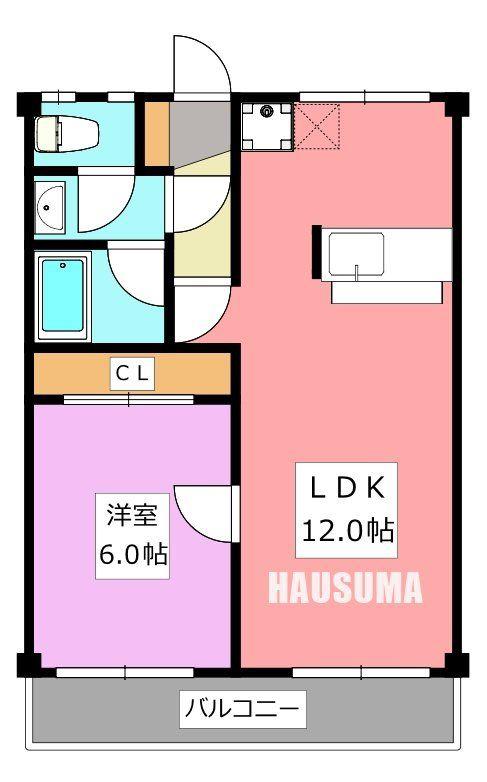 オオギセントラルプラザ(1LDK/2階)の間取り写真