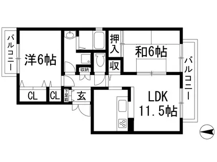 ネオパ-チェB(2LDK/2階)の間取り写真