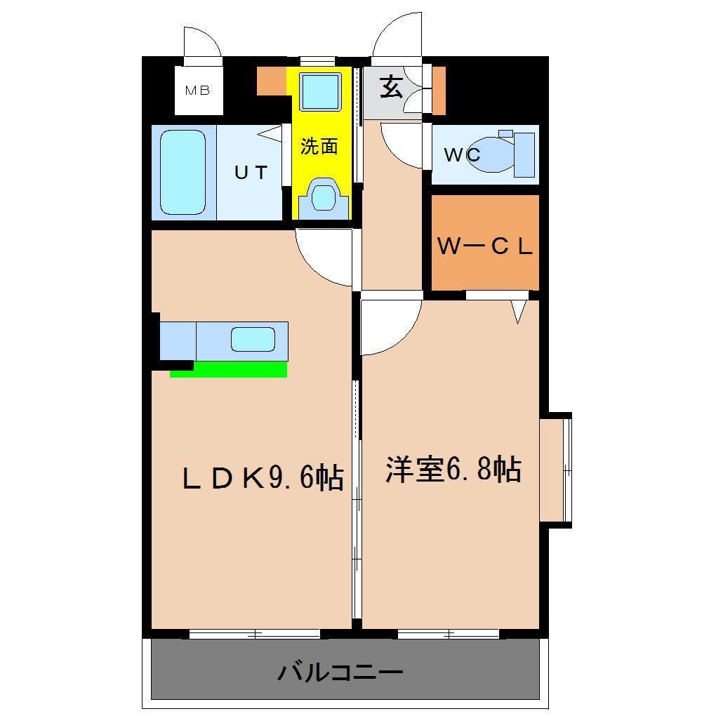 ヴィスコンティ(1LDK/8階)の間取り写真