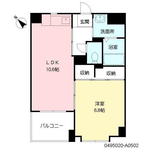 パティオ薬院II(1LDK/5階)の間取り写真