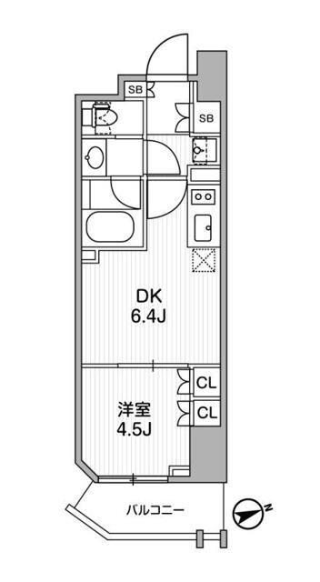 ディームス蔵前RESIDENCE(1DK/7階)の間取り写真