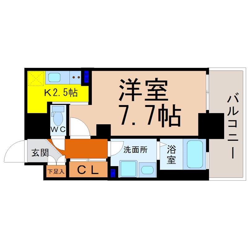 ヴィラエーデル名駅(1K/6階)の間取り写真