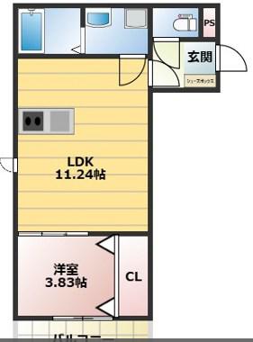 THE NOBLES秋葉町(1LDK/2階)の間取り写真