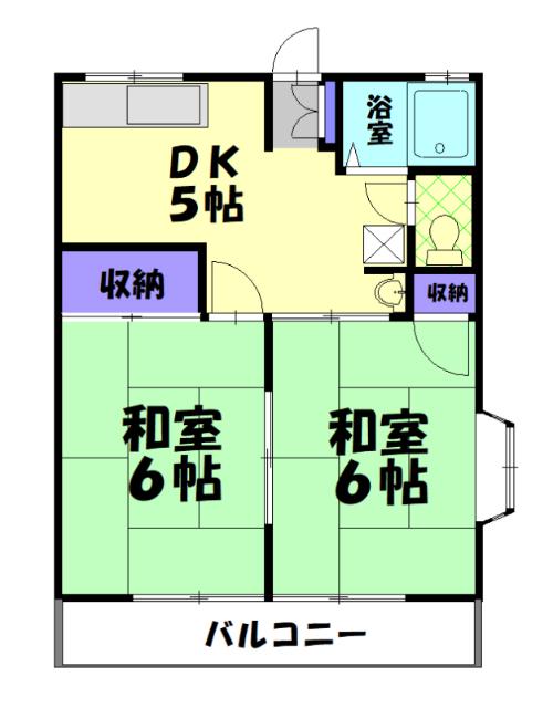 上の原ハイツ(2DK/2階)の間取り写真