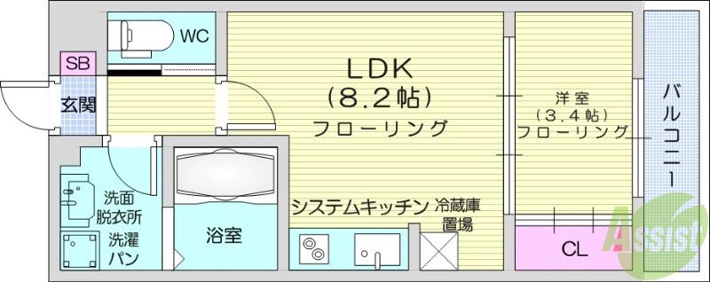 春ひなたのルミーナ(1LDK/2階)の間取り写真