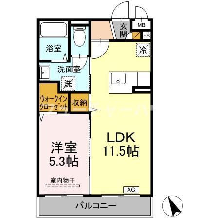 アーバニズム小美玉レジデンス(1LDK/1階)の間取り写真