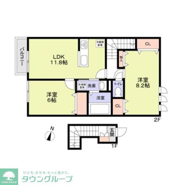 アダージオ湘南(2LDK/2階)の間取り写真