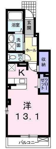 ローレル倉敷A(ワンルーム/1階)の間取り写真