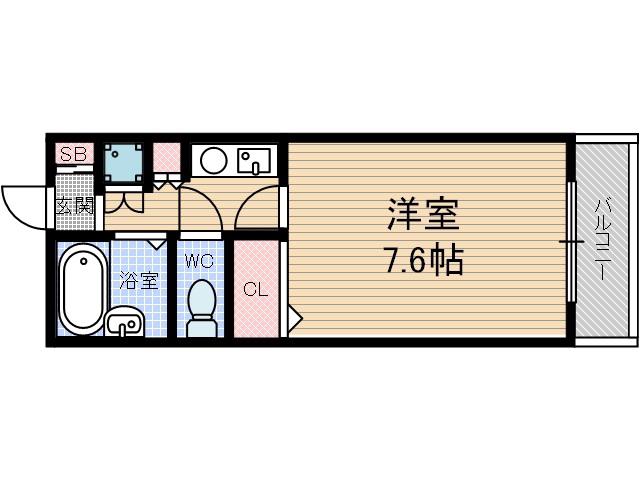 ヴィユーフルーヴ2(1K/1階)の間取り写真