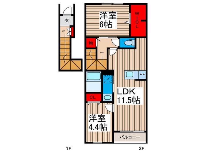 リーブルファイン川口榛松(2LDK/2階)の間取り写真