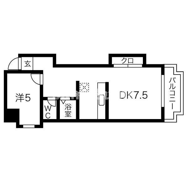 横井第6ビル(1LDK/6階)の間取り写真