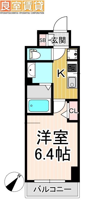 ラグゼナ上前津(1K/6階)の間取り写真