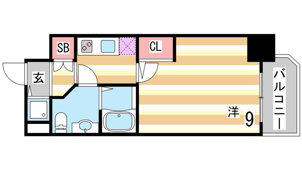 S-RESIDENCE神戸磯上通(1K/13階)の間取り写真